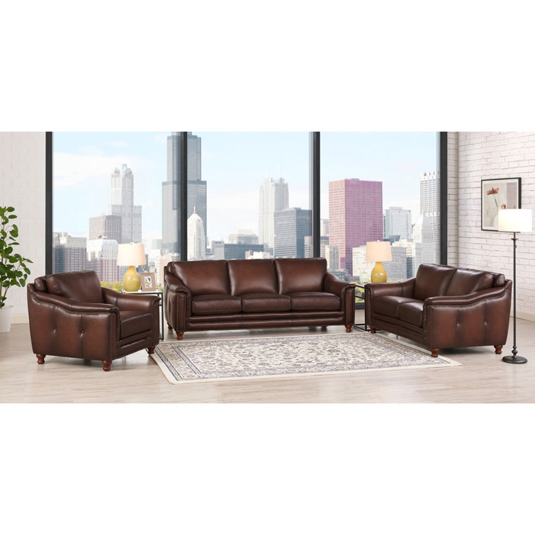 HYDELINE 3 Piece Leather Living Room Set & Reviews Wayfair